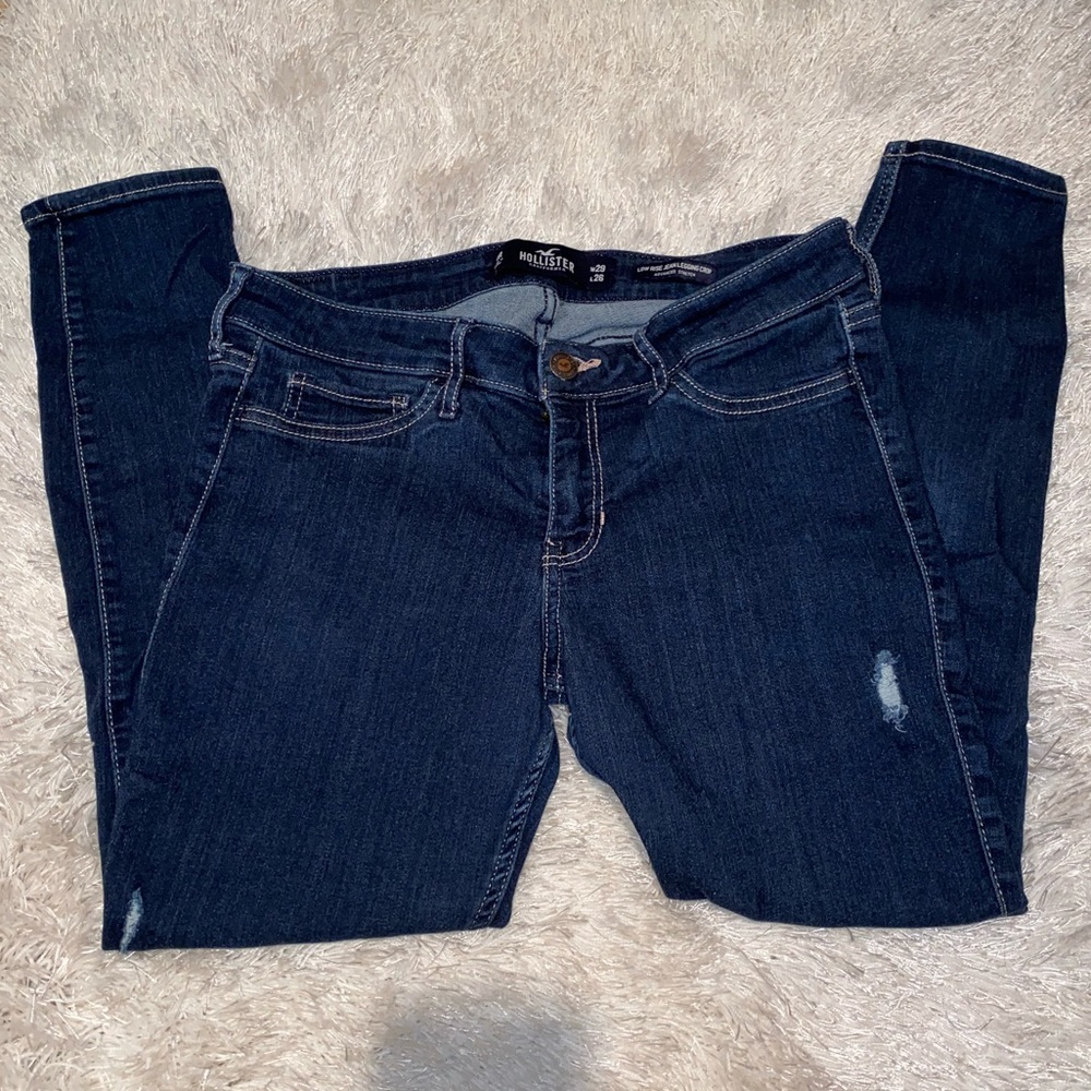 hollister dark wash crop jegging